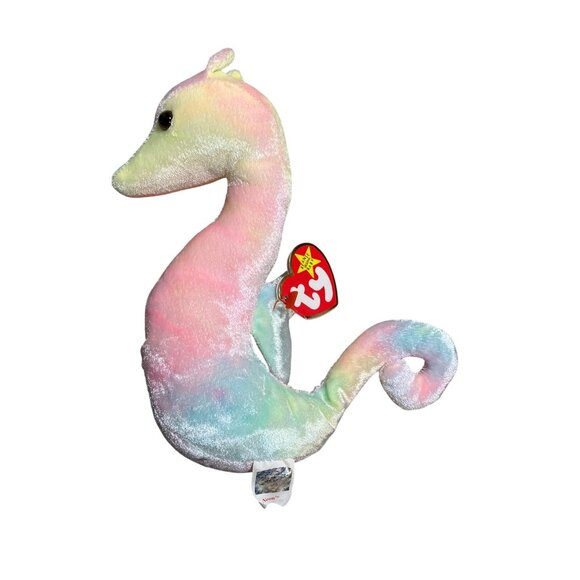 Ty Beanie Baby Neon Seahorse Plush Toy 1999 Pastel Collectible Stuffed Animal - Picture 3 of 12